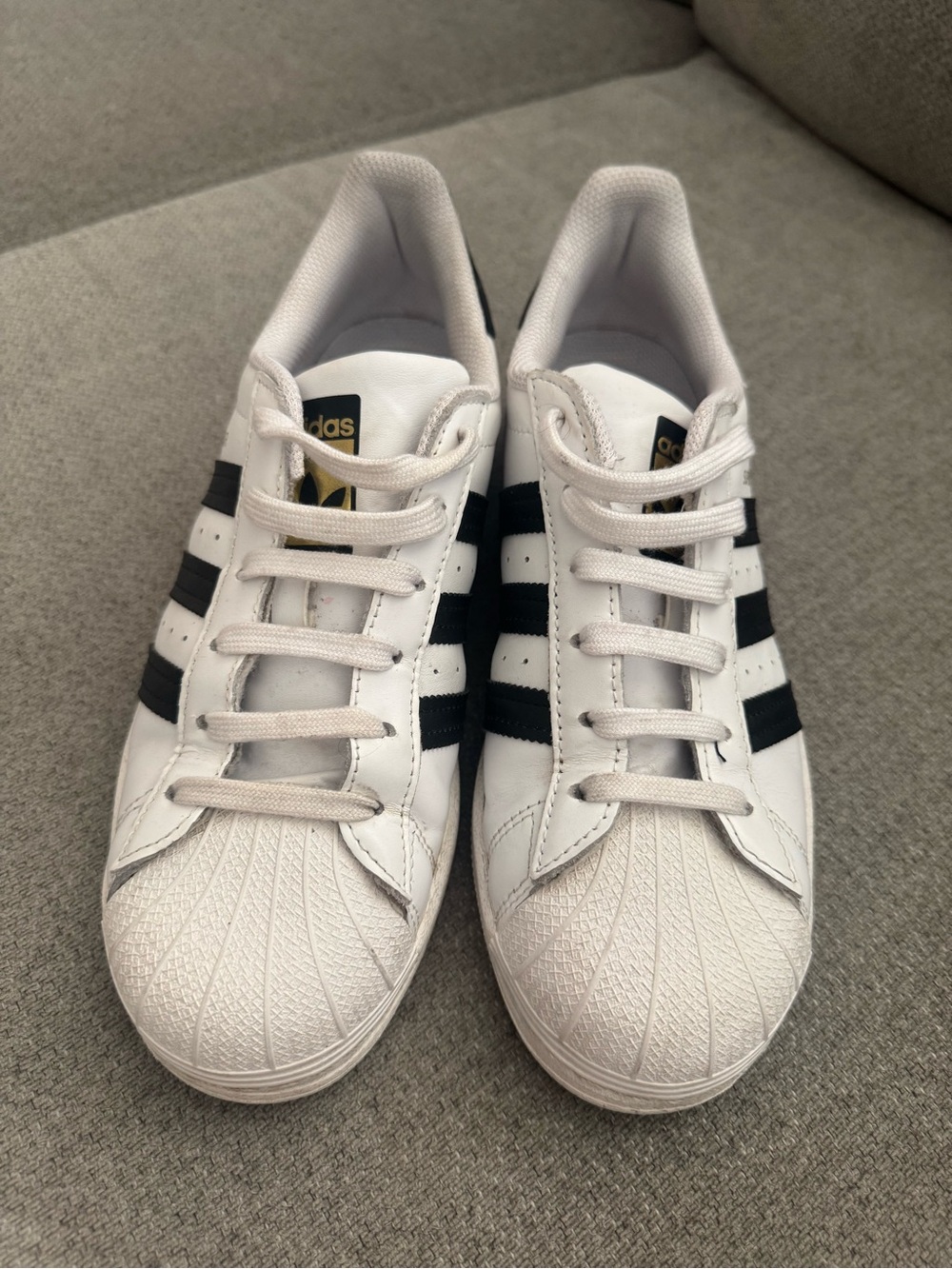 adidas White Sneakers with Black Three Stripes